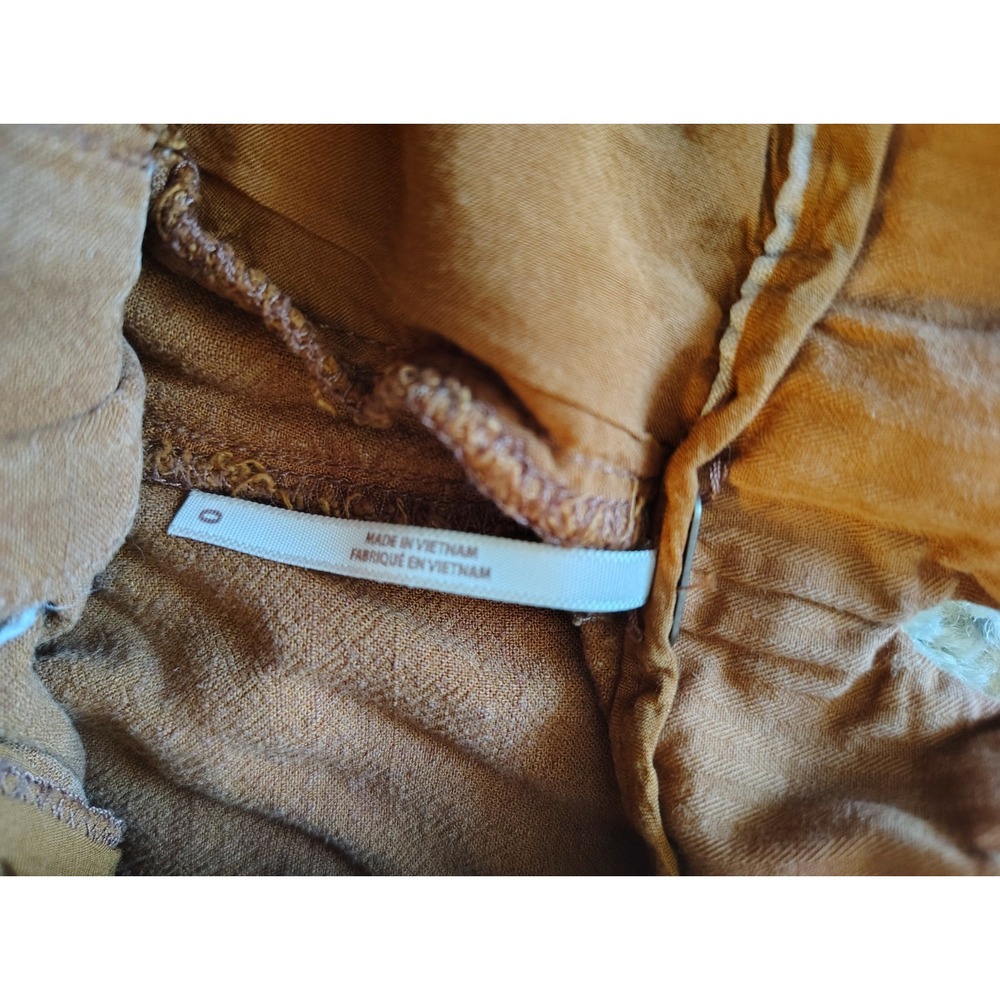 Free People Lotta Love Linen Trousers Terracotta Pleated Wide Leg Size 0 Brown - Picture 4 of 7